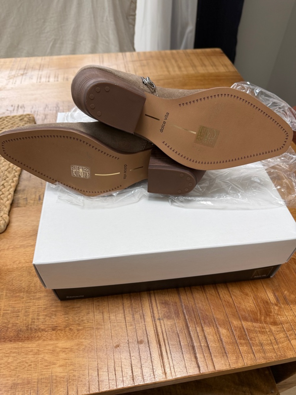 Dolce Vita Taupe Suede Western Ankle Booties - Picture 3 of 4